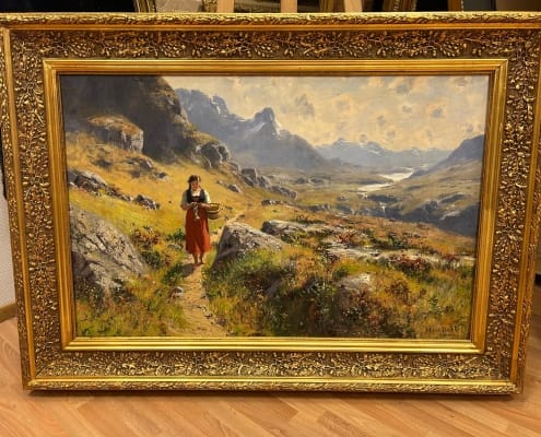 Hans Dahl - Strikkende budeie i Sognefjellet 90 x123